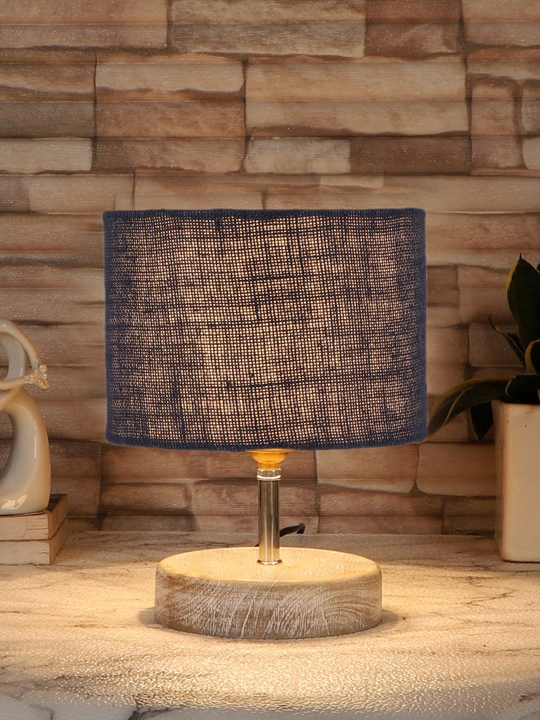 Ambika Home Blue Wood White Brushed Decorative Table Lamp | Premium Handmade Home Decor | Bedroom Living Room Bedside Hotel Café | WK31 - Image 2