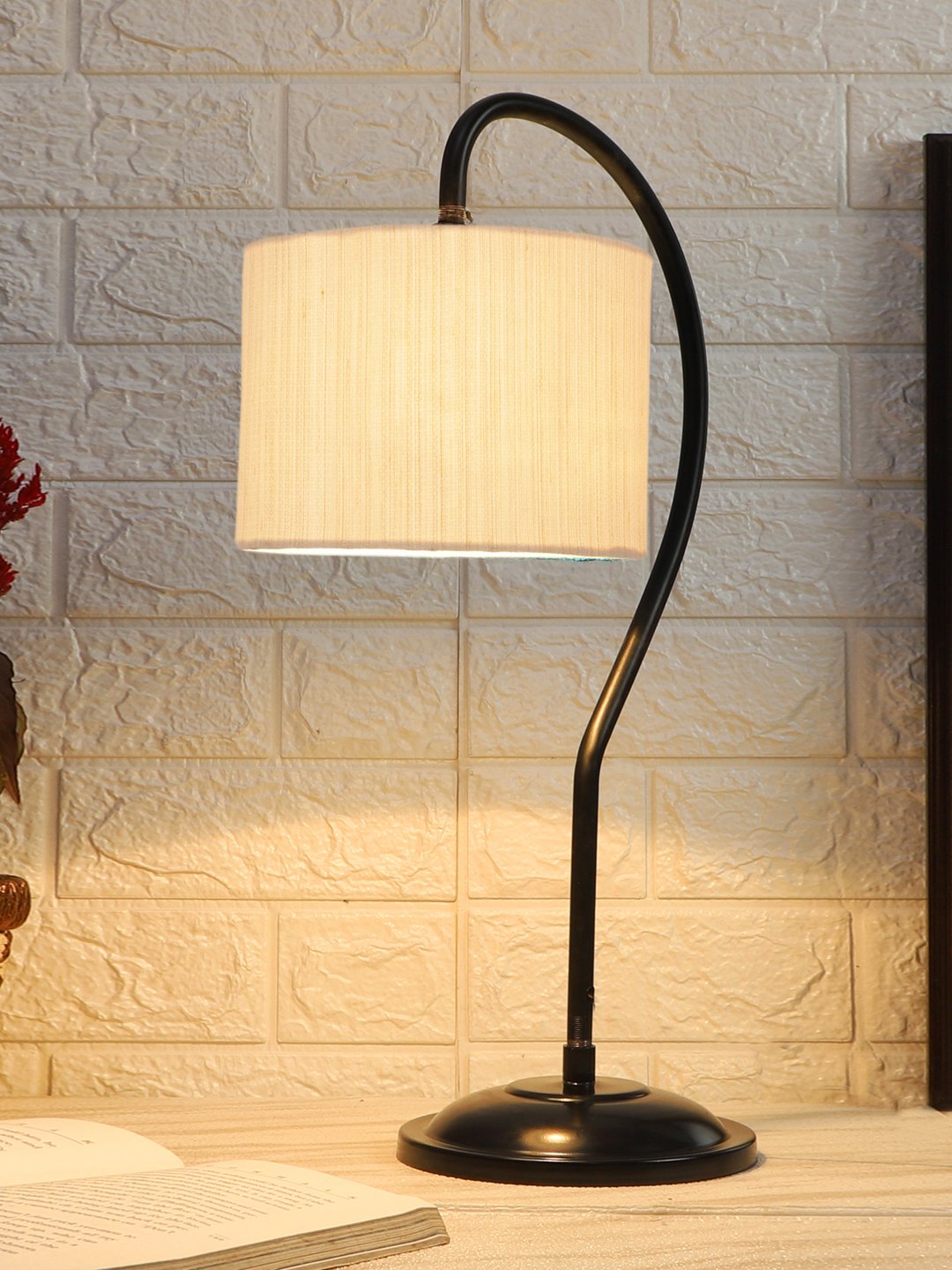 Ambika Home Industrial off-white Iron Table Lamp with Designer Shade for Living Room | Premium Home Decor Bedside Lamp - Image 2