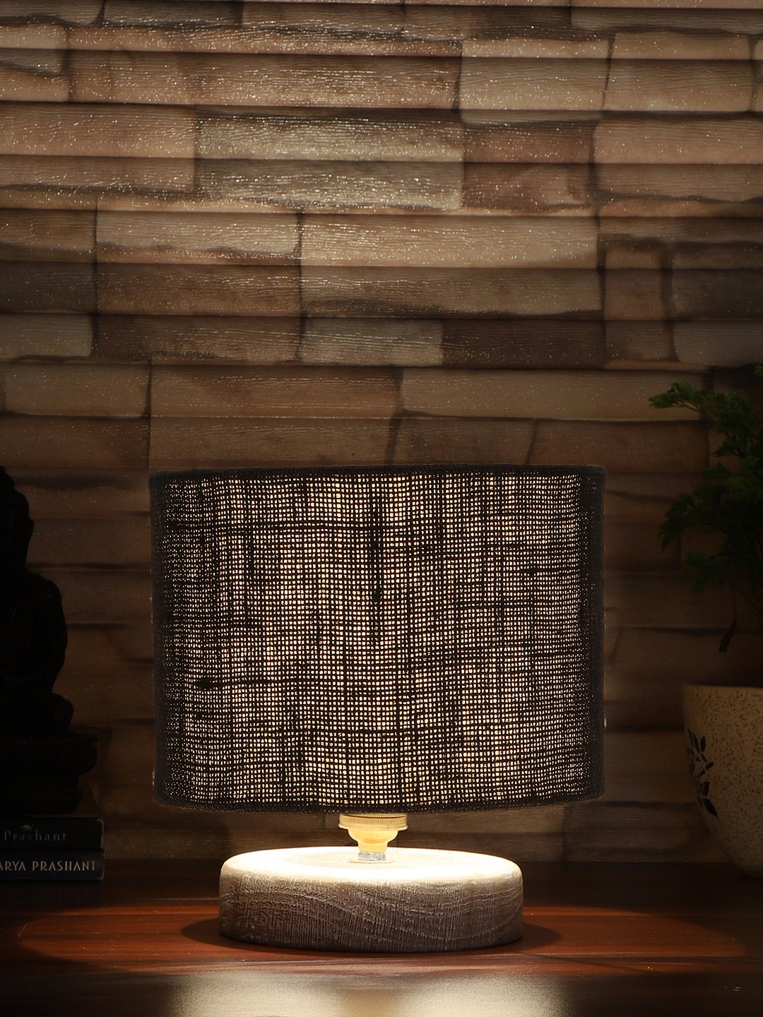 Ambika Home Black Wood White Brushed Decorative Table Lamp | Premium Handmade Home Decor | Bedroom Living Room Bedside Hotel Café | WK81 - Image 3