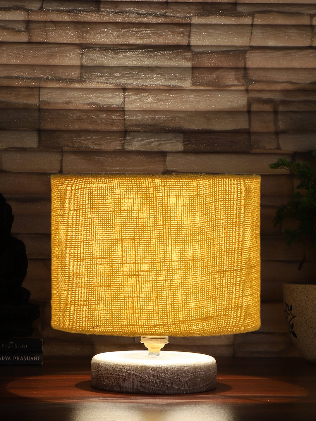 Ambika Home Yellow Wood White Brushed Decorative Table Lamp | Premium Handmade Home Decor | Bedroom Living Room Bedside Hotel Café | WK84 - Image 3