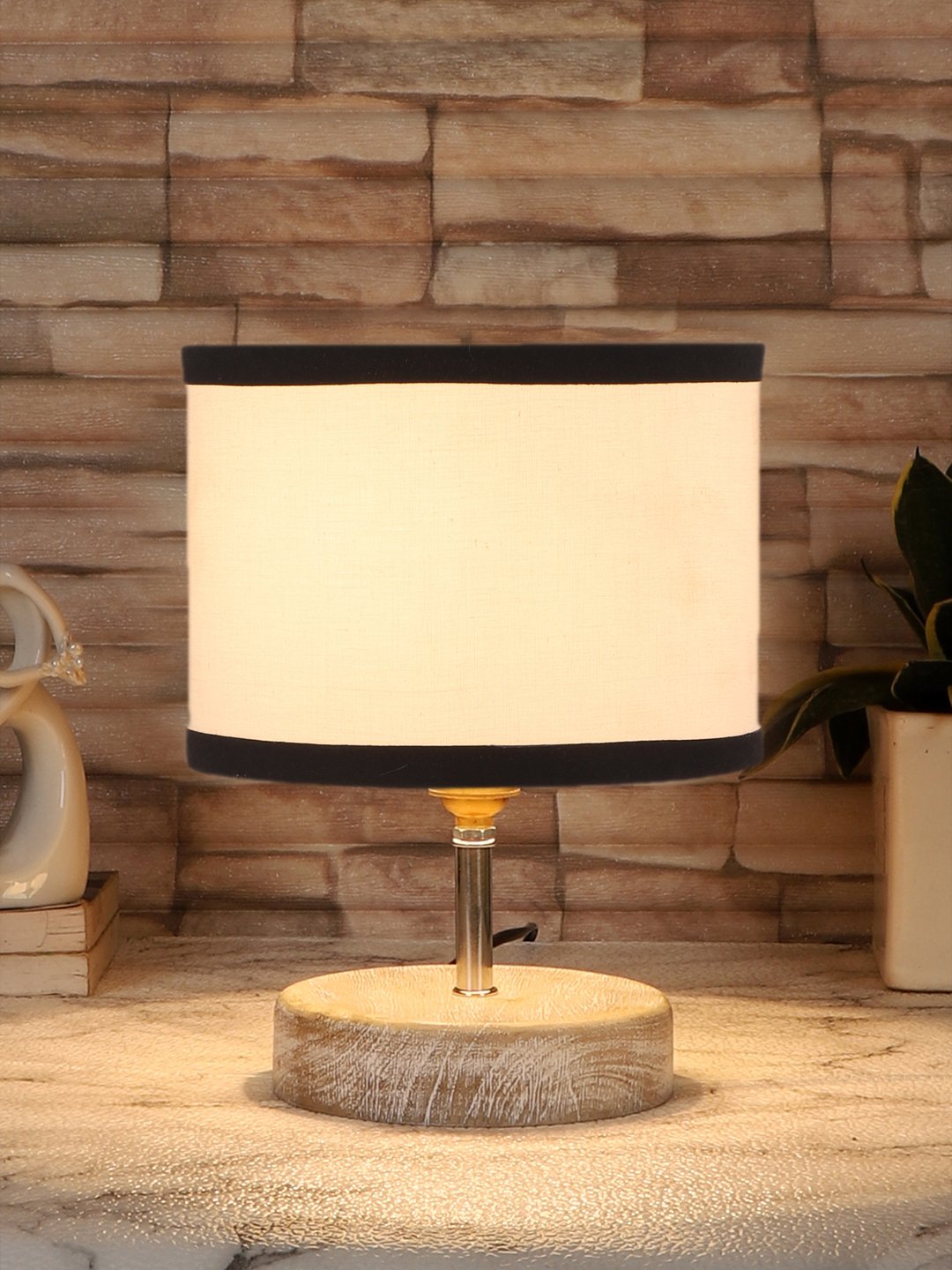 Ambika Home Multi Wood White Brushed Decorative Table Lamp | Premium Handmade Home Decor | Bedroom Living Room Bedside Hotel Café | WK26 - Image 2