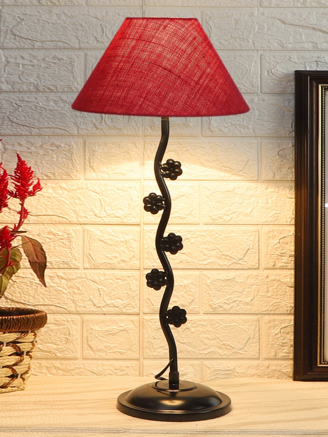 Ambika Home Scandinavian pink Iron Table Lamp with Designer Shade for Living Room | Premium Home Decor Bedside Lamp - Image 2