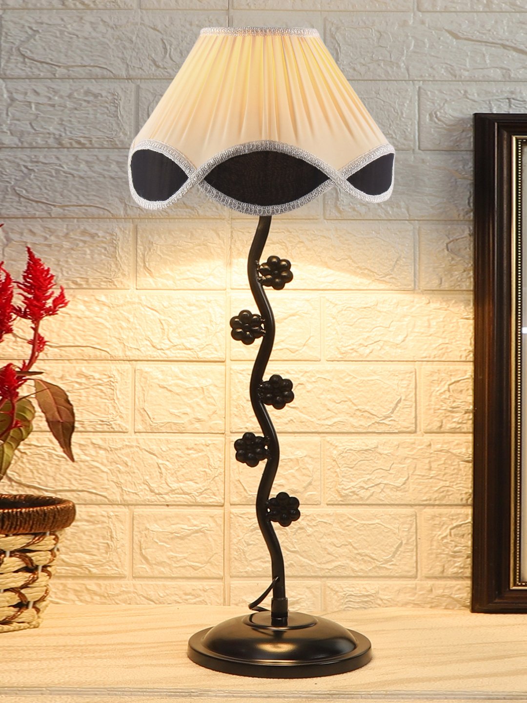 Ambika Home Contemporary Multi Iron Table Lamp with Designer Shade for Cafe | Premium Home Decor Bedside Lamp - Image 2