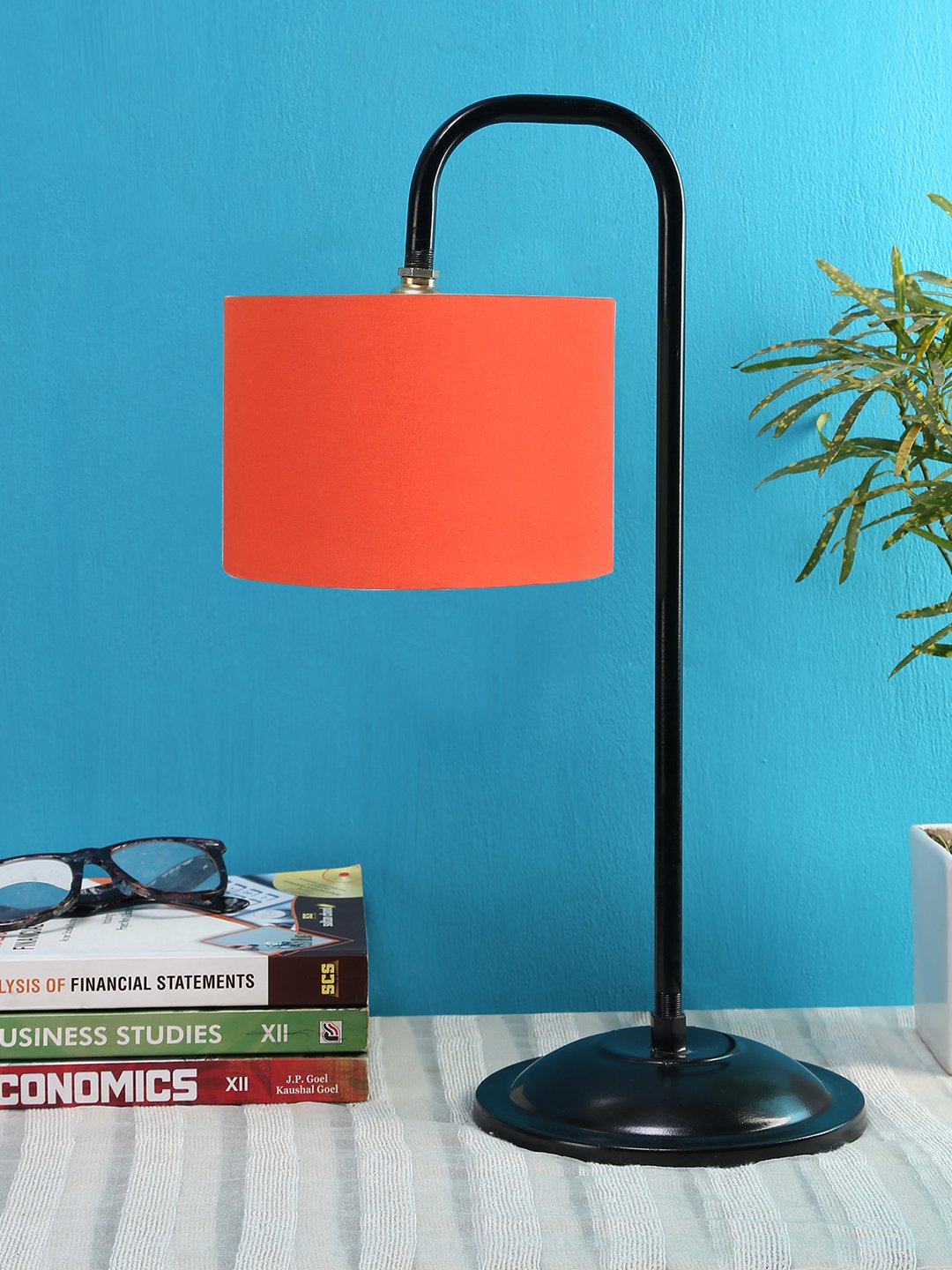 Ambika Home Scandinavian Orange Iron Table Lamp with Designer Shade for Living Room | Premium Home Decor Bedside Lamp - Image 2