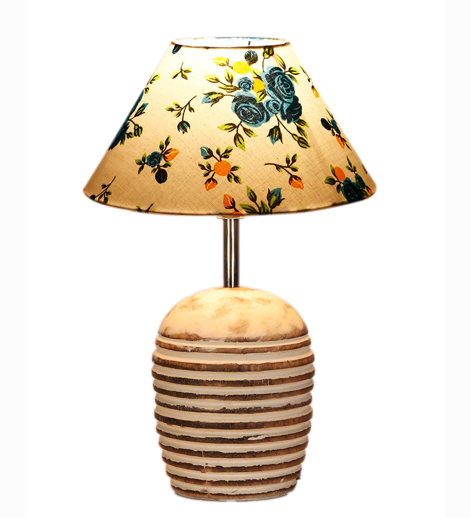 Ambika Home Premium Multi Cotton Table Lamp with Wooden Base | Designer Bedside Lamp for Living Room, Bedroom, Hotel, Café & Restaurant - Image 3