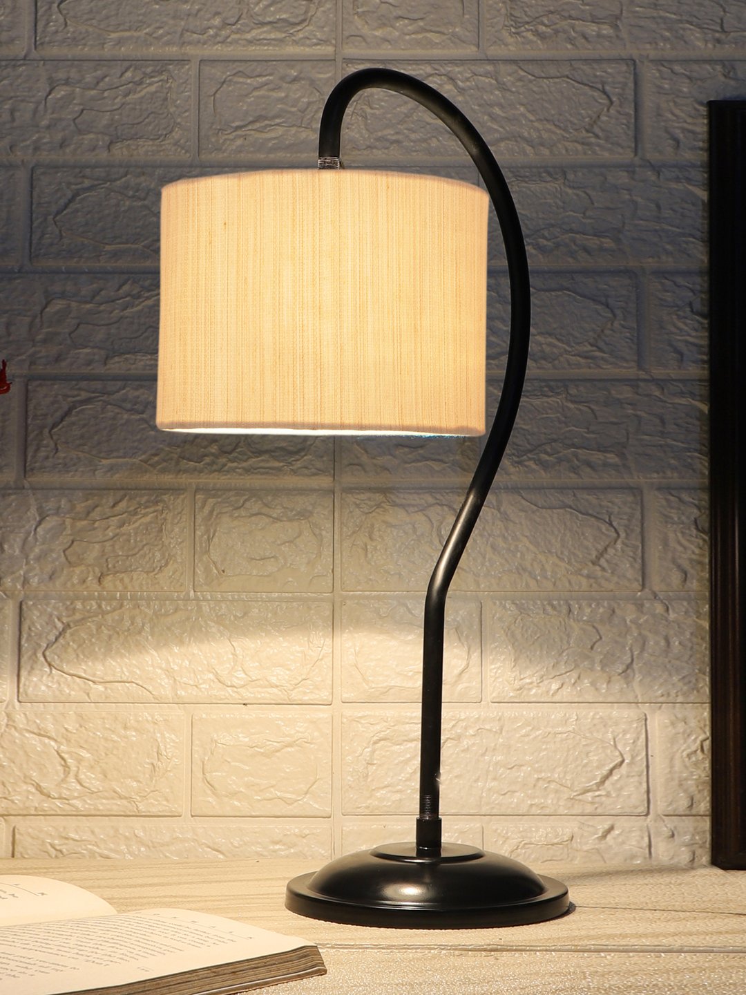 Ambika Home Industrial off-white Iron Table Lamp with Designer Shade for Living Room | Premium Home Decor Bedside Lamp - Image 3