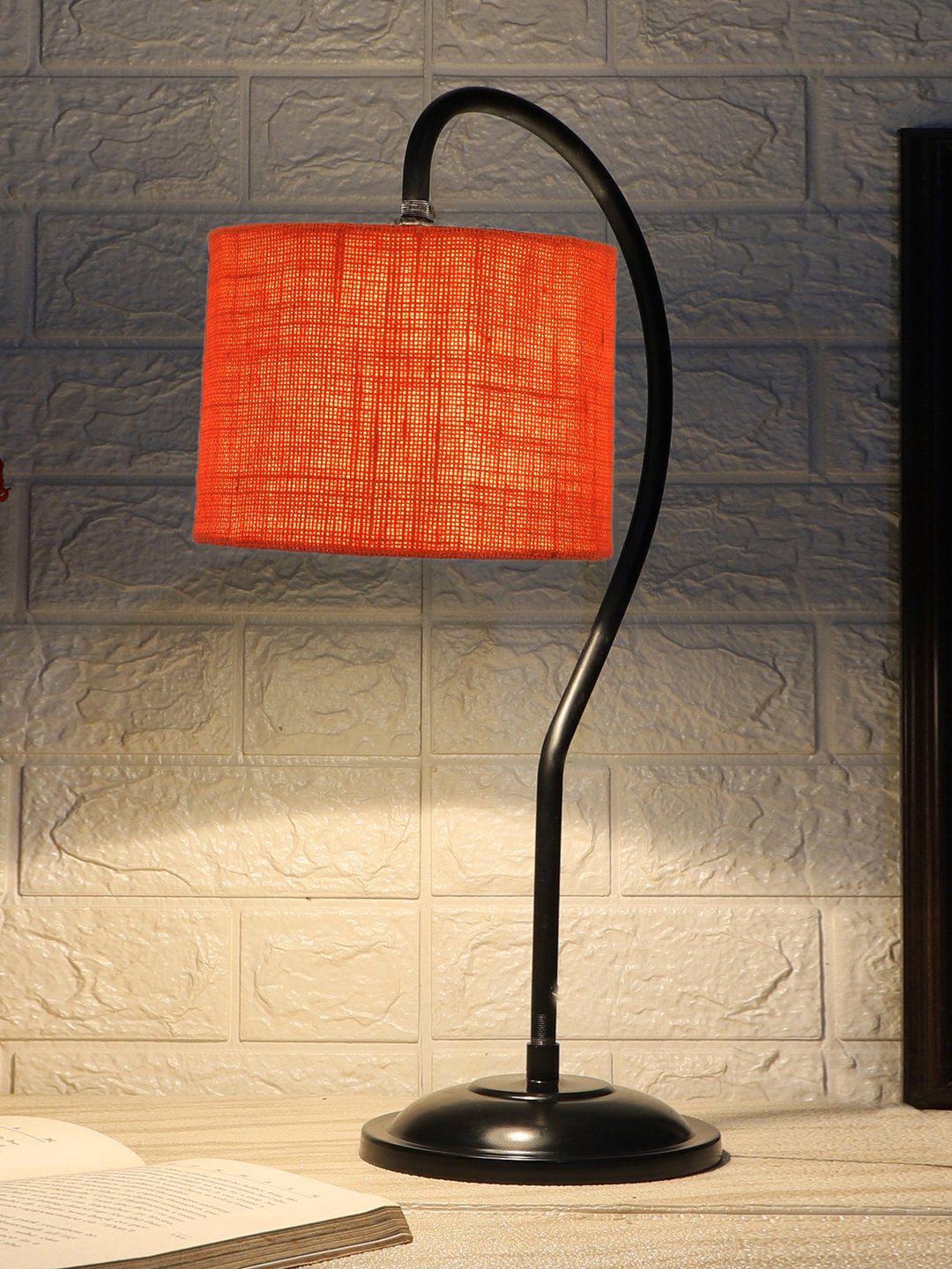 Ambika Home Elegant Orange Iron Table Lamp with Designer Shade for Living Room | Premium Home Decor Bedside Lamp - Image 3