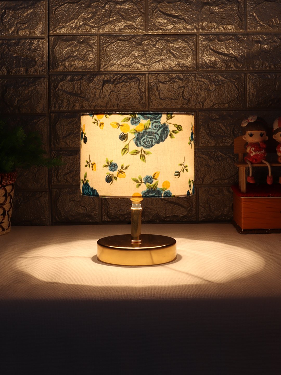 Ambika Home Multicolor cotton Table Lamp with Gold Metal Base | Designer Bedside Lamp for Living Room, Bedroom, Hotel, Café & Restaurant - Image 3