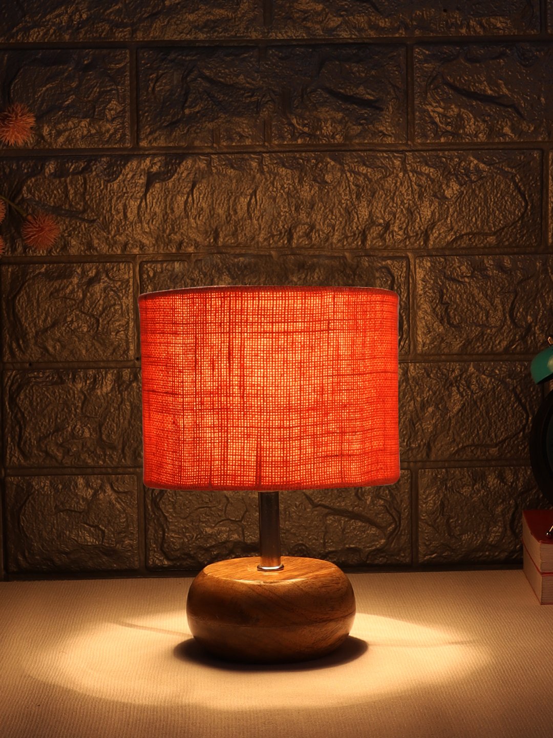 Devansh Black Jute Table Lamp with Wooden Base | Decorative Bedside Lamp for Living Room, Bedroom, Hotel, Café, Restaurant & Home Décor - Image 3