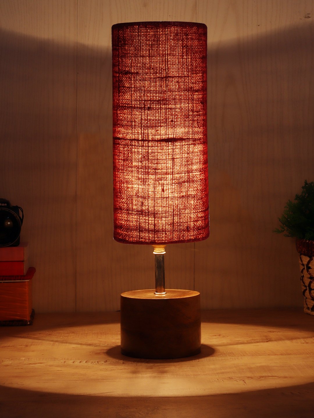 Devansh Multicolor Cotton Table Lamp with Wooden Base | Decorative Bedside Lamp for Living Room, Bedroom, Hotel, Café, Restaurant & Home Décor - Image 3