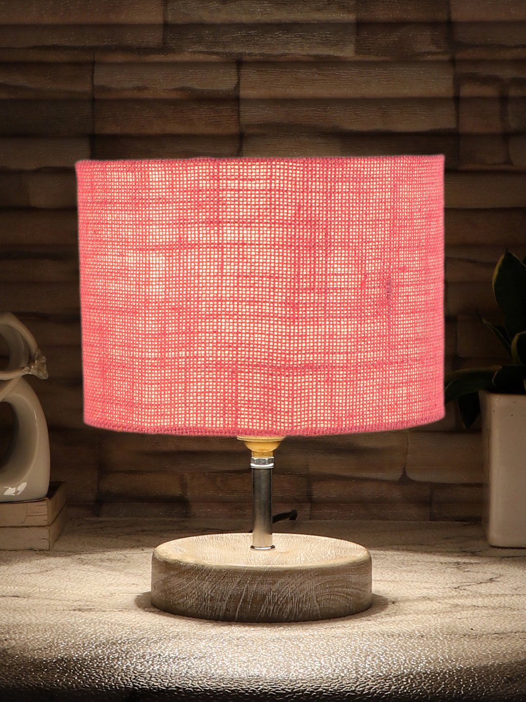 Ambika Home Pink Wood White Brushed Decorative Table Lamp | Premium Handmade Home Decor | Bedroom Living Room Bedside Hotel Café | WK29 - Image 3