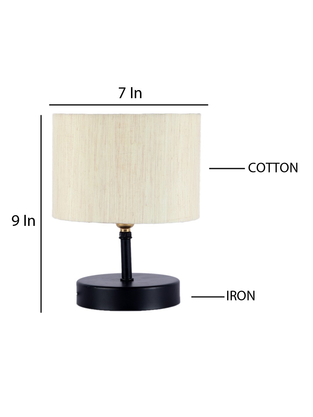 Ambika Home Off-white cotton Table Lamp with Black Wood Base | Designer Bedside Lamp for Living Room, Bedroom, Hotel, Café & Restaurant - Image 4
