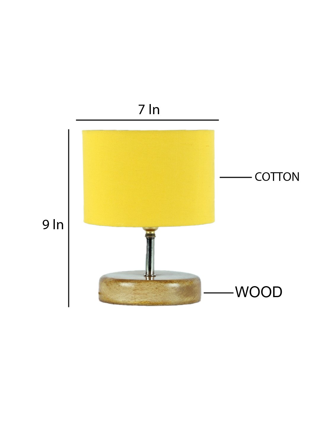 Ambika Home Yellow cotton Table Lamp with Natural Wood Base | Designer Bedside Lamp for Living Room, Bedroom, Hotel, Café & Restaurant - Image 4