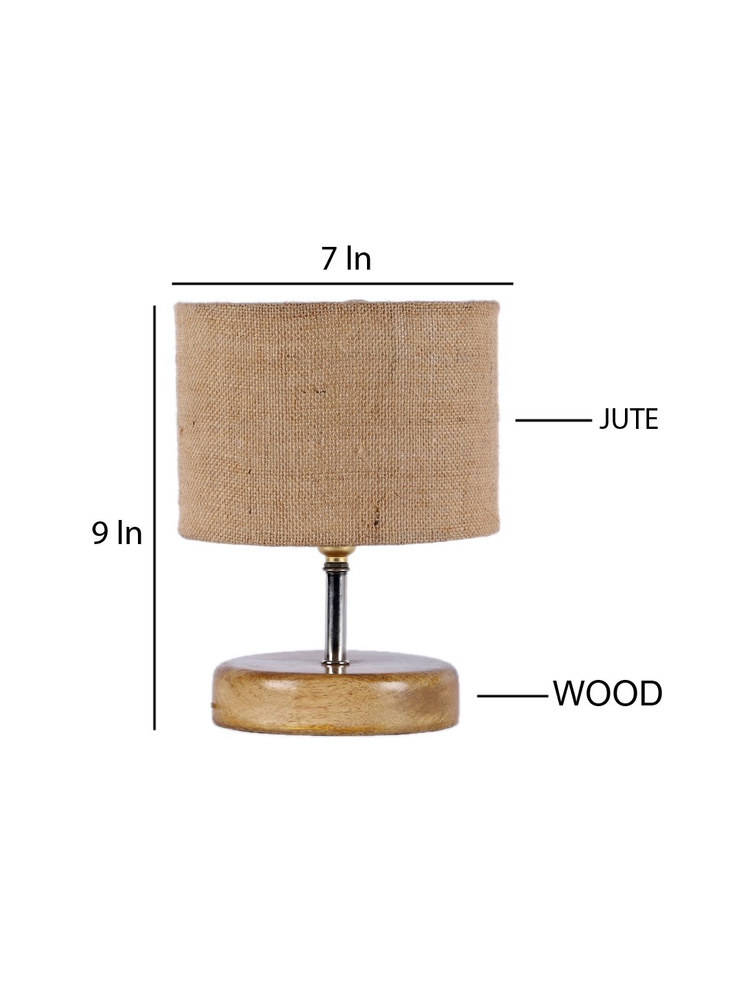 Ambika Home Beige Jute Table Lamp with Natural Wood Base | Designer Bedside Lamp for Living Room, Bedroom, Hotel, Café & Restaurant - Image 4