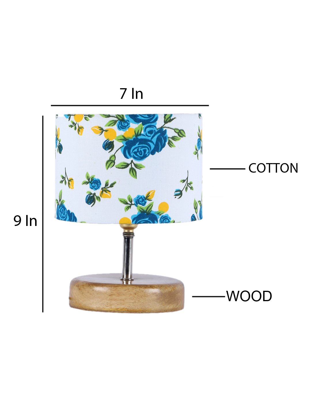 Ambika Home Multicolor cotton Table Lamp with Natural Wood Base | Designer Bedside Lamp for Living Room, Bedroom, Hotel, Café & Restaurant - Image 4