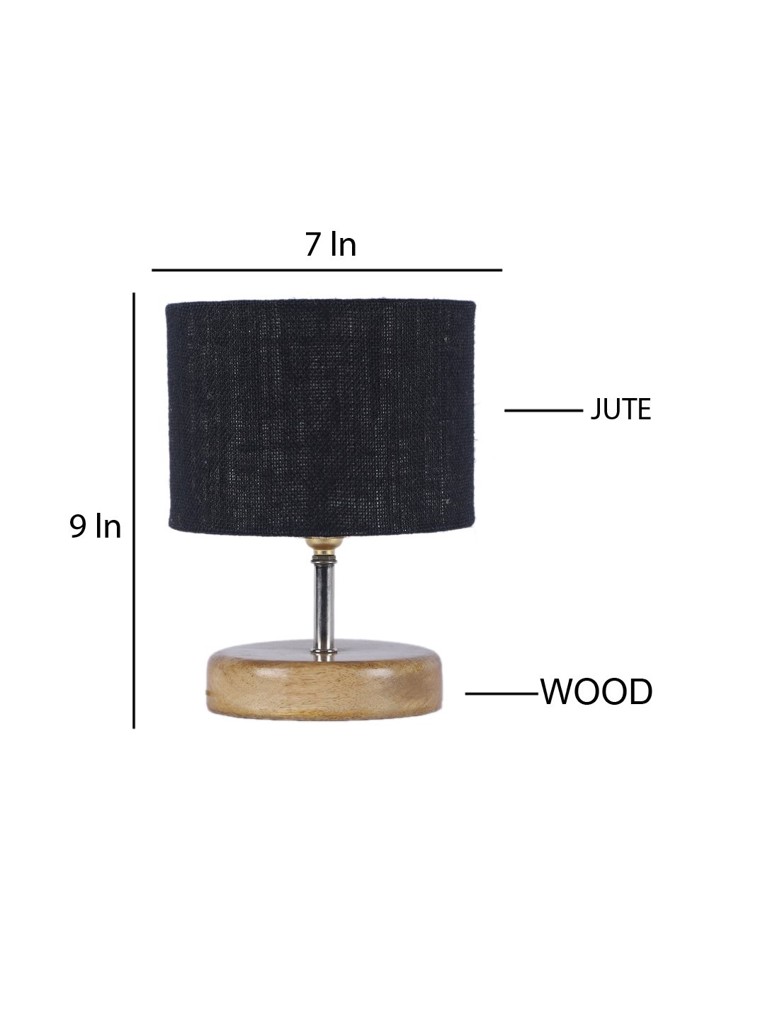 Ambika Home Black Jute Table Lamp with Natural Wood Base | Designer Bedside Lamp for Living Room, Bedroom, Hotel, Café & Restaurant - Image 4