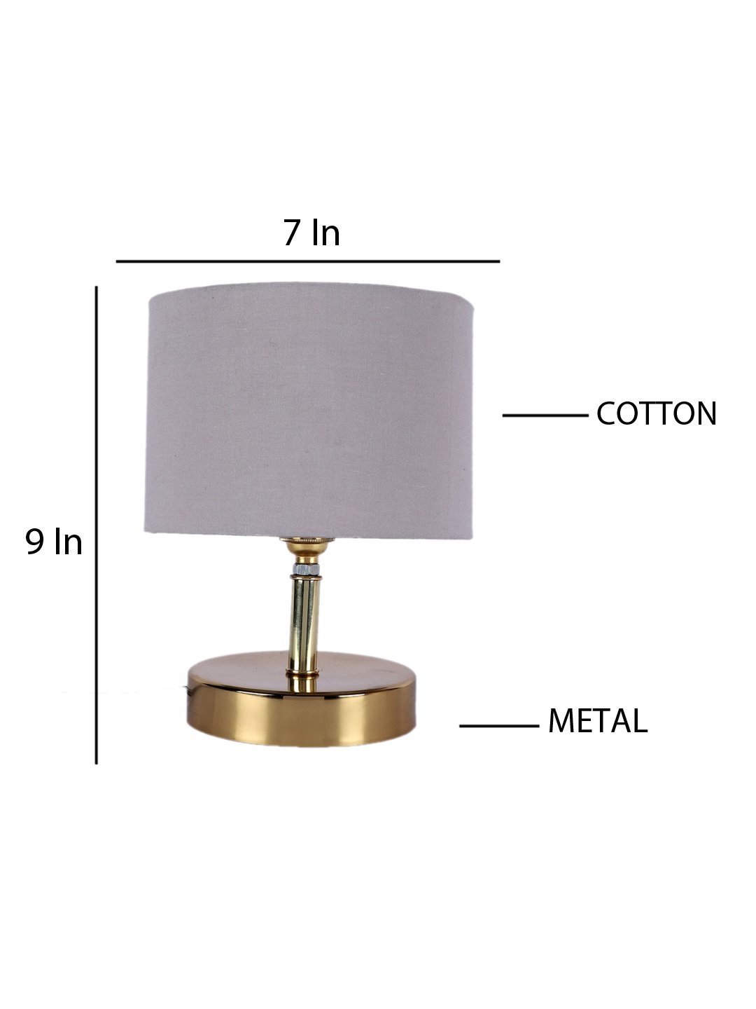 Ambika Home Grey cotton Table Lamp with Gold Metal Base | Designer Bedside Lamp for Living Room, Bedroom, Hotel, Café & Restaurant - Image 4