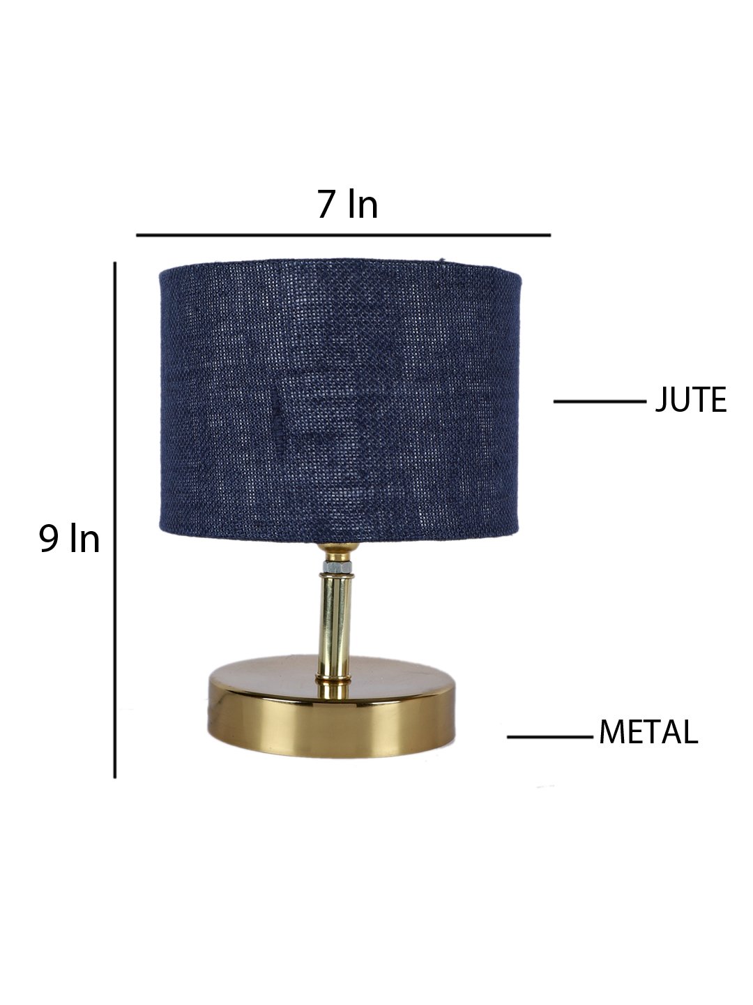 Ambika Home Blue Jute Table Lamp with Gold Metal Base | Designer Bedside Lamp for Living Room, Bedroom, Hotel, Café & Restaurant - Image 4