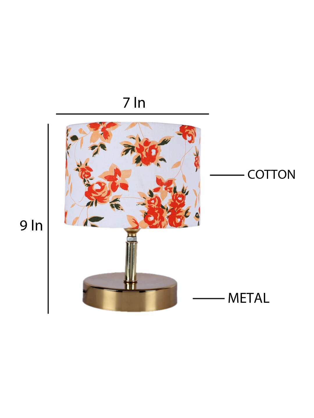 Ambika Home Multicolor cotton Table Lamp with Gold Metal Base | Designer Bedside Lamp for Living Room, Bedroom, Hotel, Café & Restaurant - Image 4