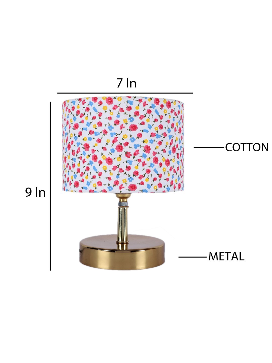 Ambika Home Multicolor cotton Table Lamp with Gold Metal Base | Designer Bedside Lamp for Living Room, Bedroom, Hotel, Café & Restaurant - Image 4