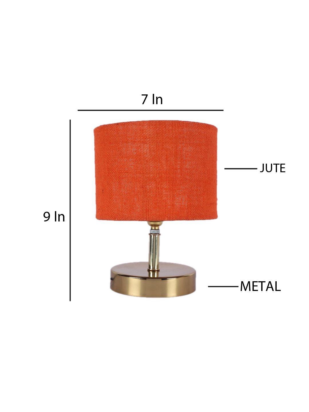 Ambika Home Orange Jute Table Lamp with Gold Metal Base | Designer Bedside Lamp for Living Room, Bedroom, Hotel, Café & Restaurant - Image 4