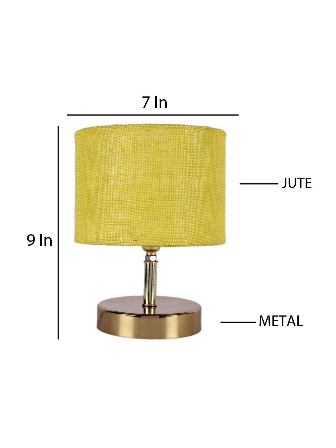 Ambika Home Yellow Jute Table Lamp with Gold Metal Base | Designer Bedside Lamp for Living Room, Bedroom, Hotel, Café & Restaurant - Image 4