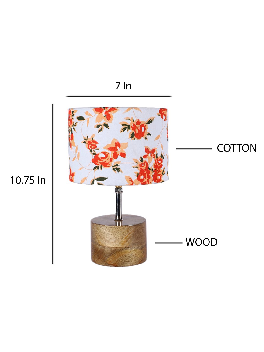 Ambika Home Multicolor cotton Table Lamp with Natural Wood Base | Designer Bedside Lamp for Living Room, Bedroom, Hotel, Café & Restaurant - Image 4