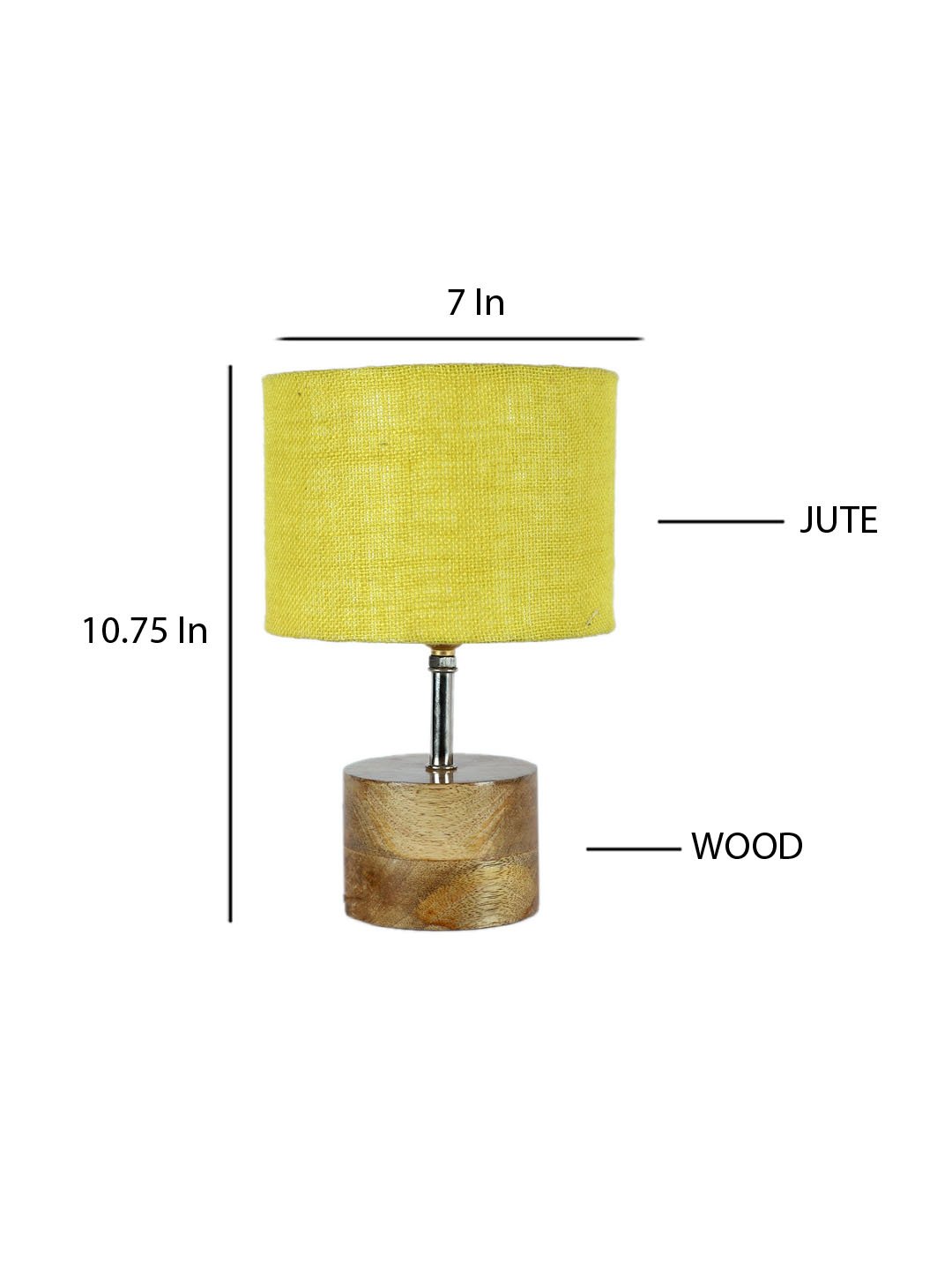 Ambika Home Yellow Jute Table Lamp with Natural Wood Base | Designer Bedside Lamp for Living Room, Bedroom, Hotel, Café & Restaurant - Image 4
