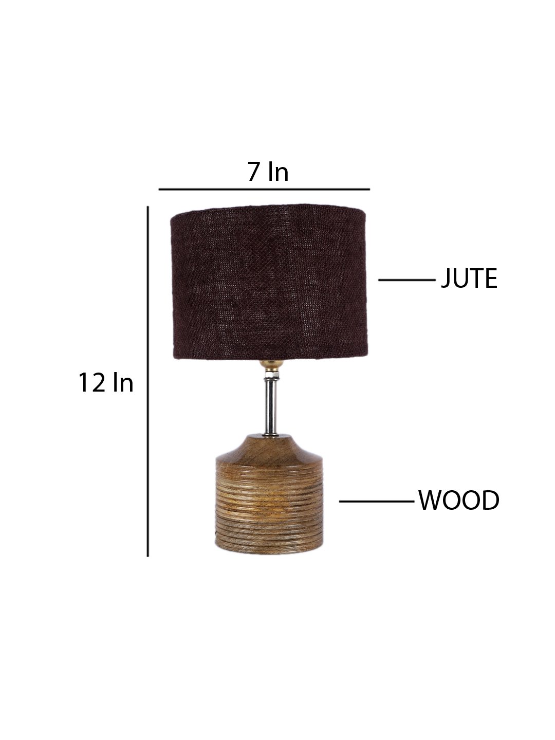 Ambika Home Brown Jute Table Lamp with Natural Wood Base | Designer Bedside Lamp for Living Room, Bedroom, Hotel, Café & Restaurant - Image 4