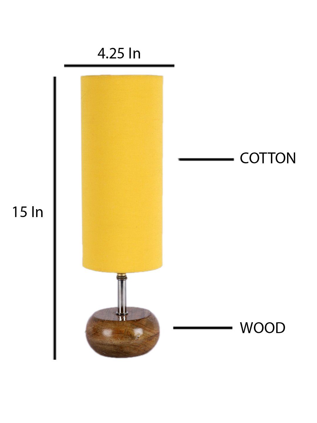 Ambika Home Yellow cotton Table Lamp with Natural Wood Base | Designer Bedside Lamp for Living Room, Bedroom, Hotel, Café & Restaurant - Image 4
