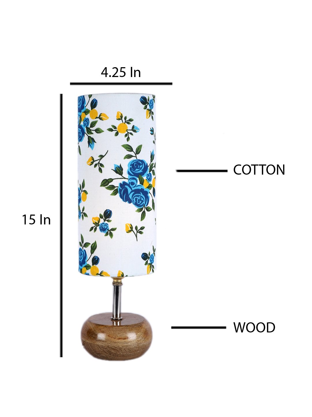 Ambika Home Multicolor cotton Table Lamp with Natural Wood Base | Designer Bedside Lamp for Living Room, Bedroom, Hotel, Café & Restaurant - Image 4