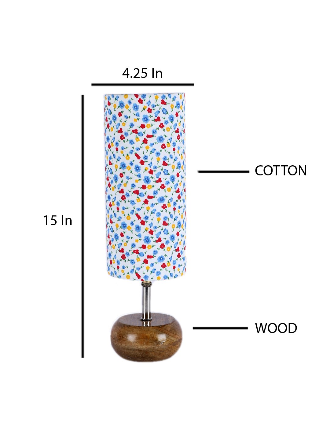 Ambika Home Multicolor cotton Table Lamp with Natural Wood Base | Designer Bedside Lamp for Living Room, Bedroom, Hotel, Café & Restaurant - Image 4