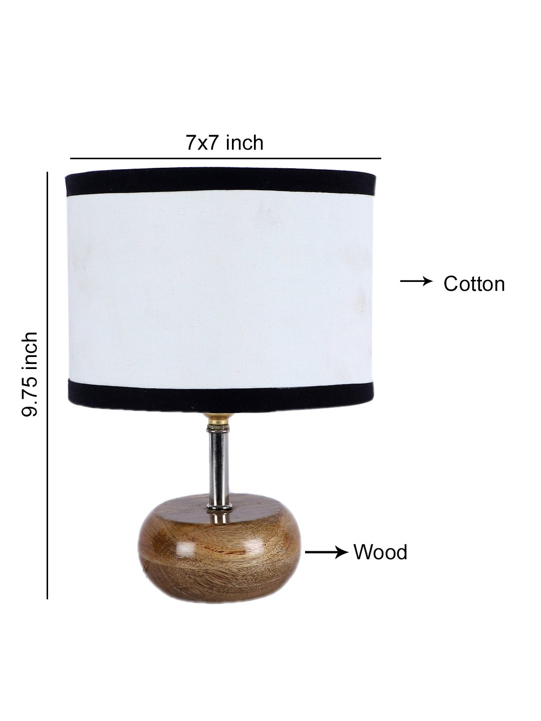 Devansh Multicolor Cotton Table Lamp with Wooden Base | Decorative Bedside Lamp for Living Room, Bedroom, Hotel, Café, Restaurant & Home Décor - Image 4