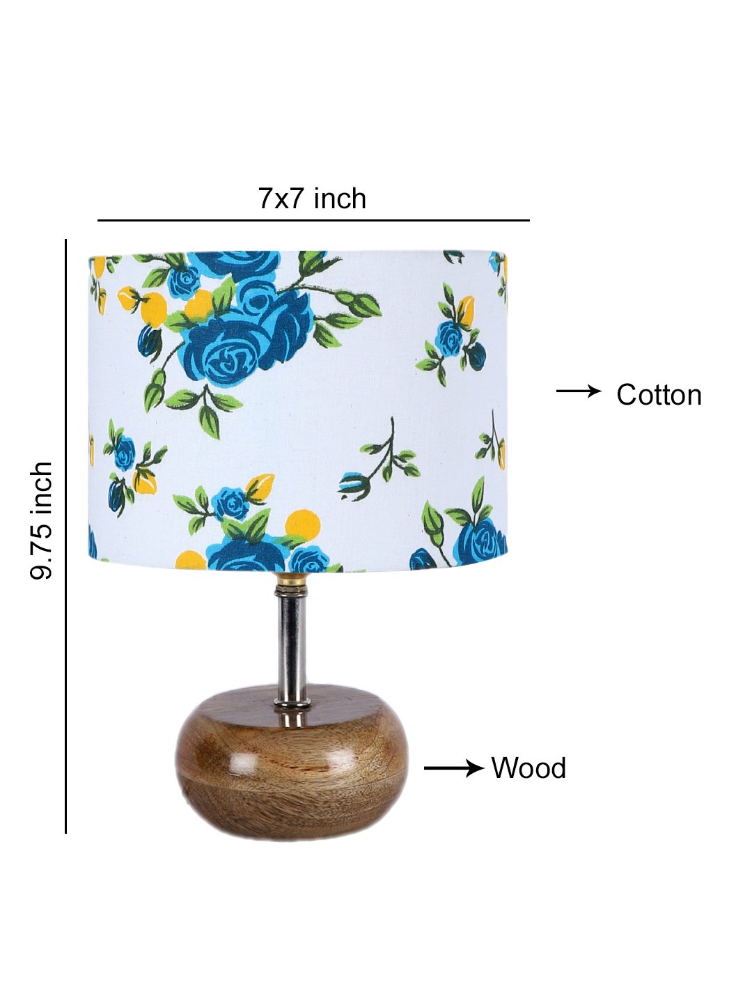 Devansh Multicolor Cotton Table Lamp with Wooden Base | Decorative Bedside Lamp for Living Room, Bedroom, Hotel, Café, Restaurant & Home Décor - Image 4