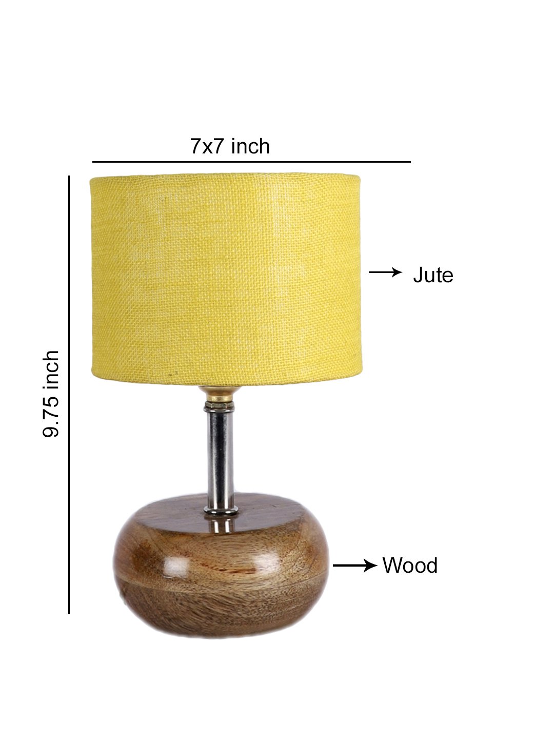 Devansh Yellow Jute Table Lamp with Wooden Base | Decorative Bedside Lamp for Living Room, Bedroom, Hotel, Café, Restaurant & Home Décor - Image 4