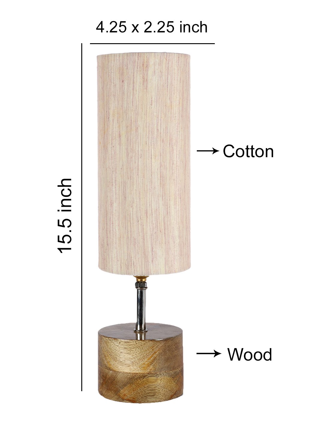 Devansh Off-white Cotton Table Lamp with Wooden Base | Decorative Bedside Lamp for Living Room, Bedroom, Hotel, Café, Restaurant & Home Décor - Image 4