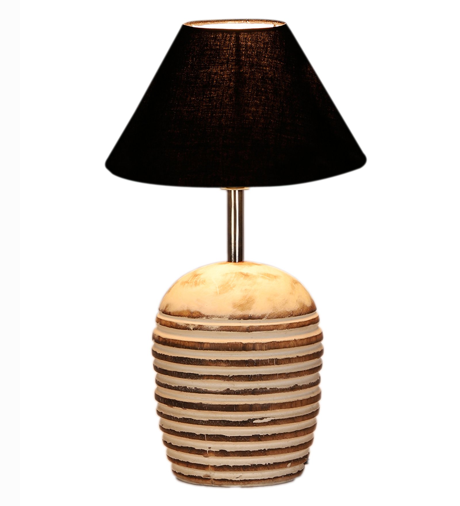 Ambika Home Premium Black Cotton Table Lamp with Wooden Base | Designer Bedside Lamp for Living Room, Bedroom, Hotel, Café & Restaurant - Image 4