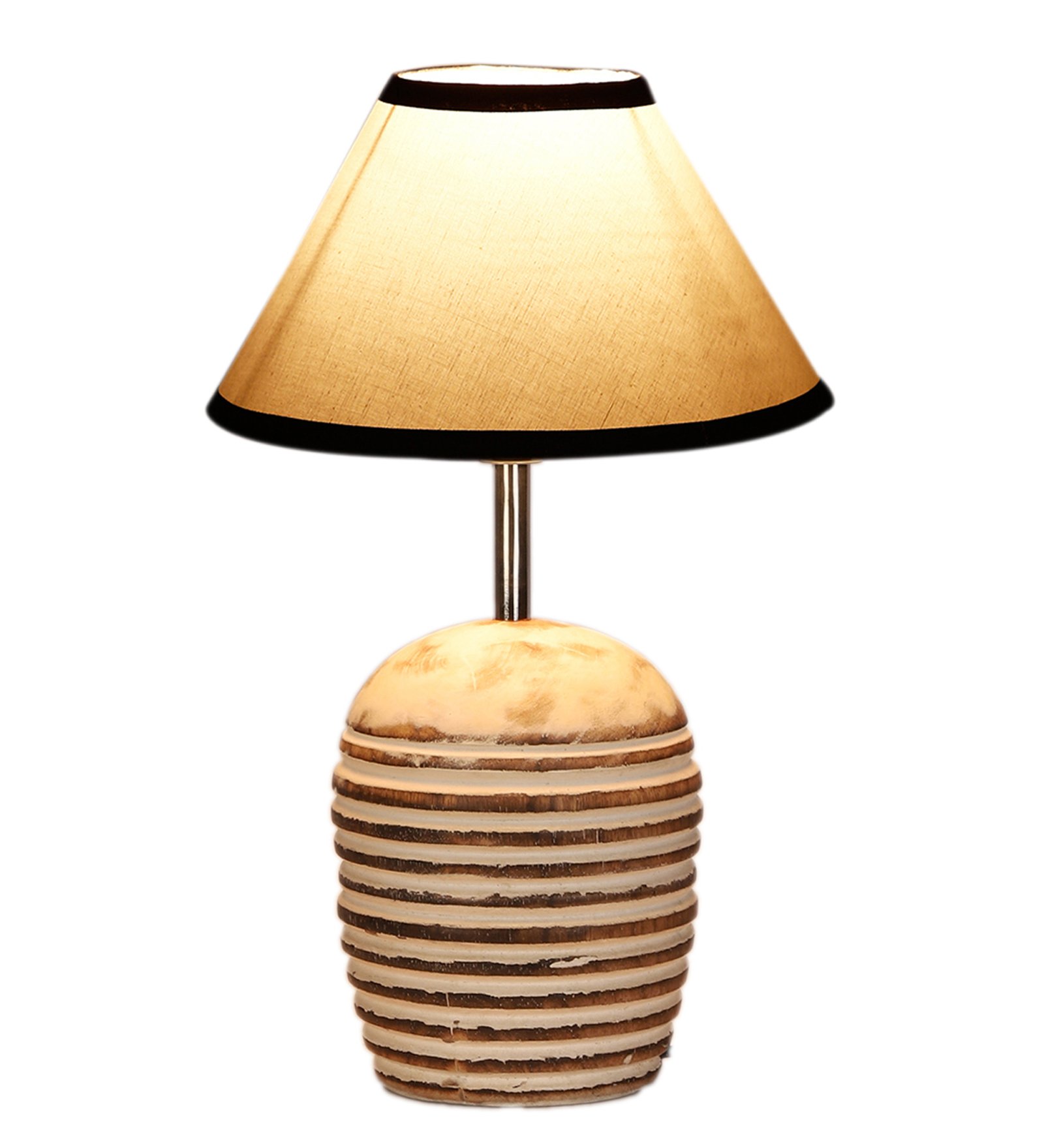 Ambika Home Premium Multi Cotton Table Lamp with Wooden Base | Designer Bedside Lamp for Living Room, Bedroom, Hotel, Café & Restaurant - Image 4