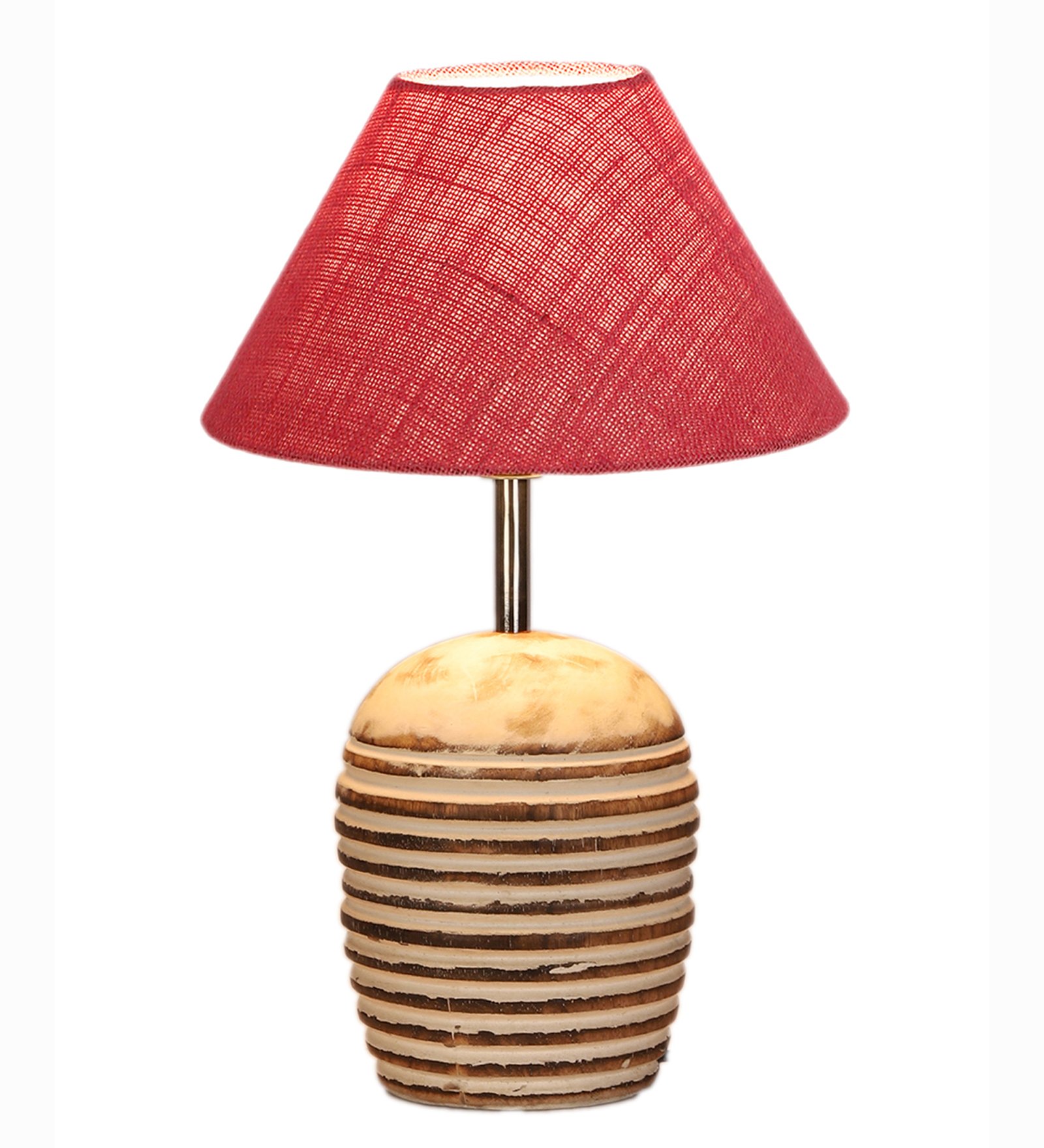 Ambika Home Premium Pink Jute Table Lamp with Wooden Base | Designer Bedside Lamp for Living Room, Bedroom, Hotel, Café & Restaurant - Image 4