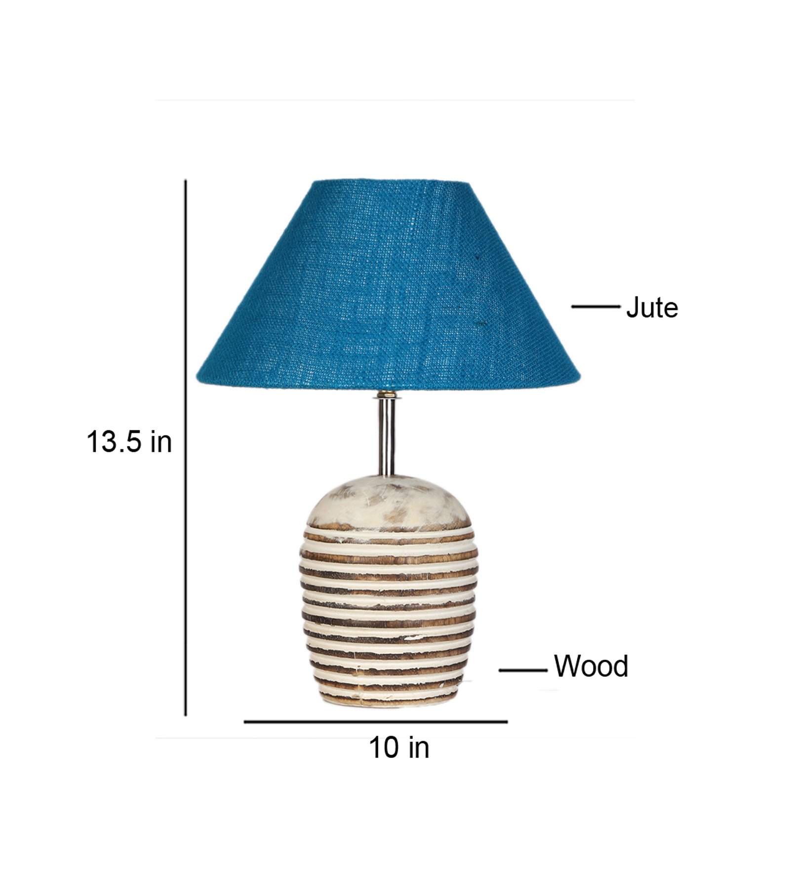Ambika Home Premium Turquoise Jute Table Lamp with Wooden Base | Designer Bedside Lamp for Living Room, Bedroom, Hotel, Café & Restaurant - Image 4
