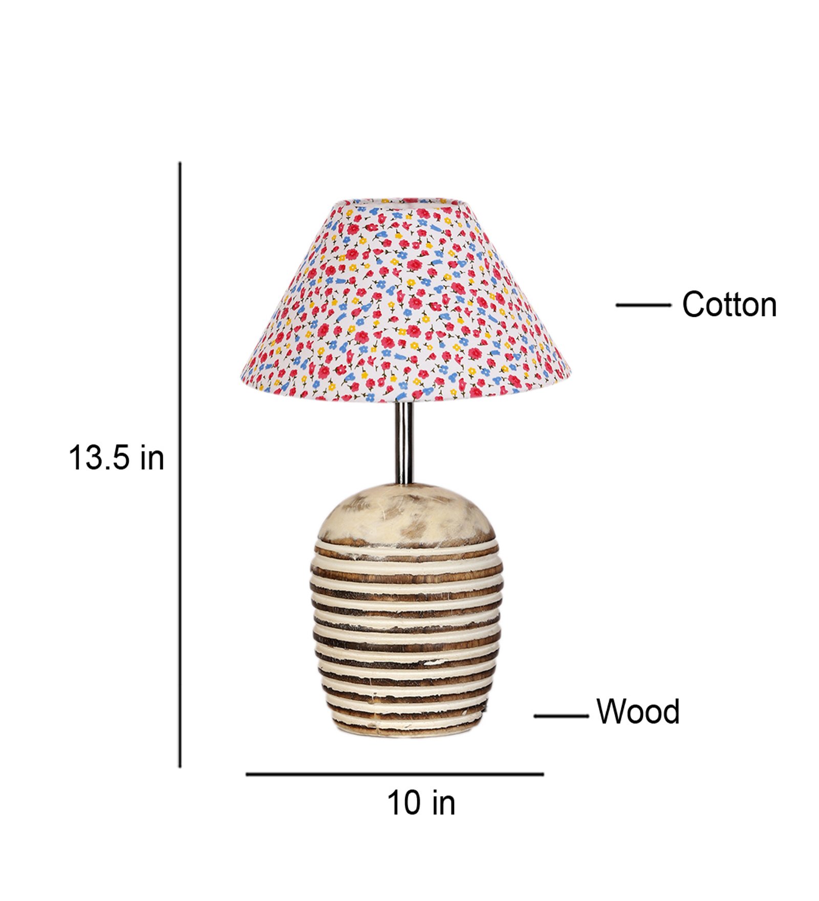 Ambika Home Premium Multi Cotton Table Lamp with Wooden Base | Designer Bedside Lamp for Living Room, Bedroom, Hotel, Café & Restaurant - Image 4