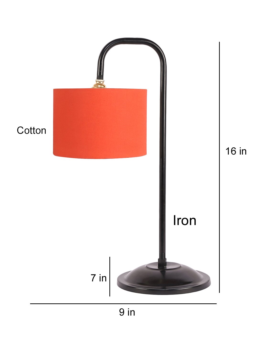 Ambika Home Scandinavian Orange Iron Table Lamp with Designer Shade for Living Room | Premium Home Decor Bedside Lamp - Image 4