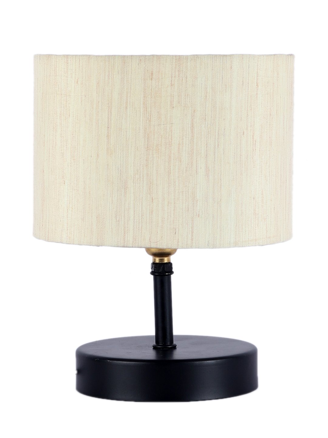 Ambika Home Off-white cotton Table Lamp with Black Wood Base | Designer Bedside Lamp for Living Room, Bedroom, Hotel, Café & Restaurant - Image 5