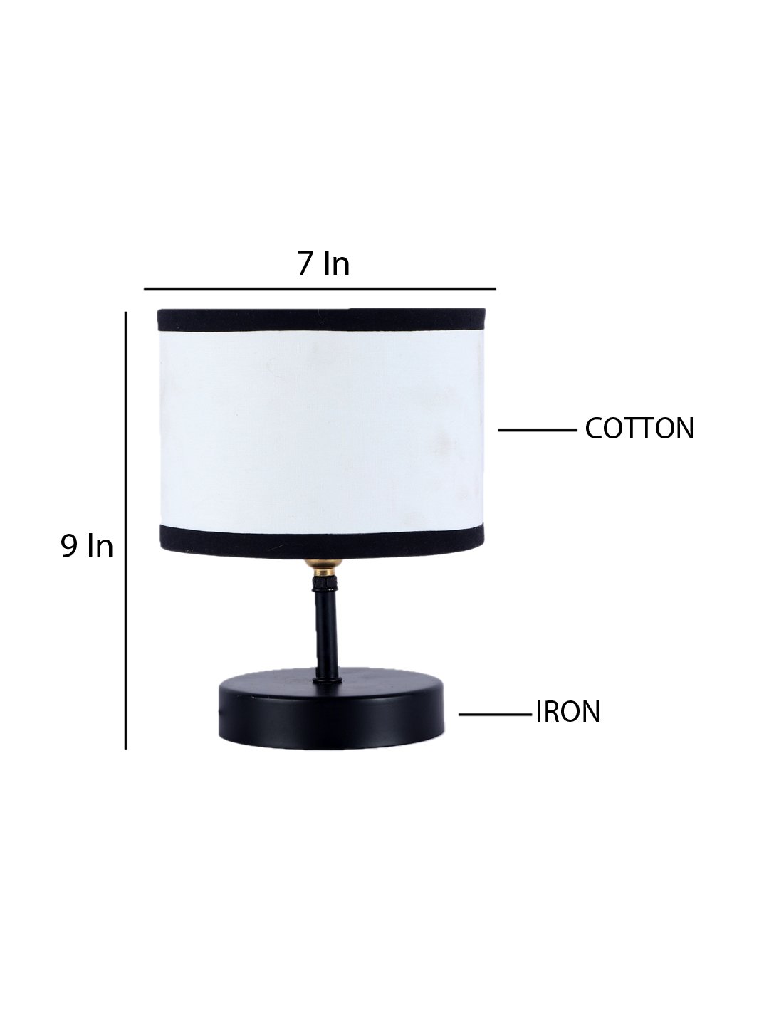 Ambika Home White cotton Table Lamp with Black Wood Base | Designer Bedside Lamp for Living Room, Bedroom, Hotel, Café & Restaurant - Image 5