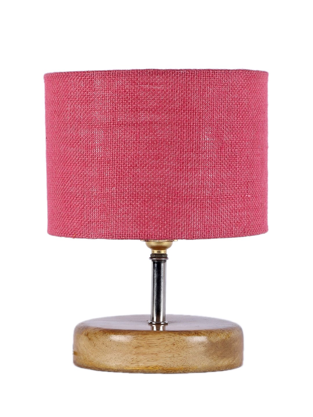 Ambika Home Pink Jute Table Lamp with Natural Wood Base | Designer Bedside Lamp for Living Room, Bedroom, Hotel, Café & Restaurant - Image 5