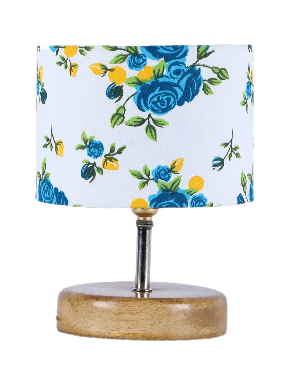 Ambika Home Multicolor cotton Table Lamp with Natural Wood Base | Designer Bedside Lamp for Living Room, Bedroom, Hotel, Café & Restaurant - Image 5