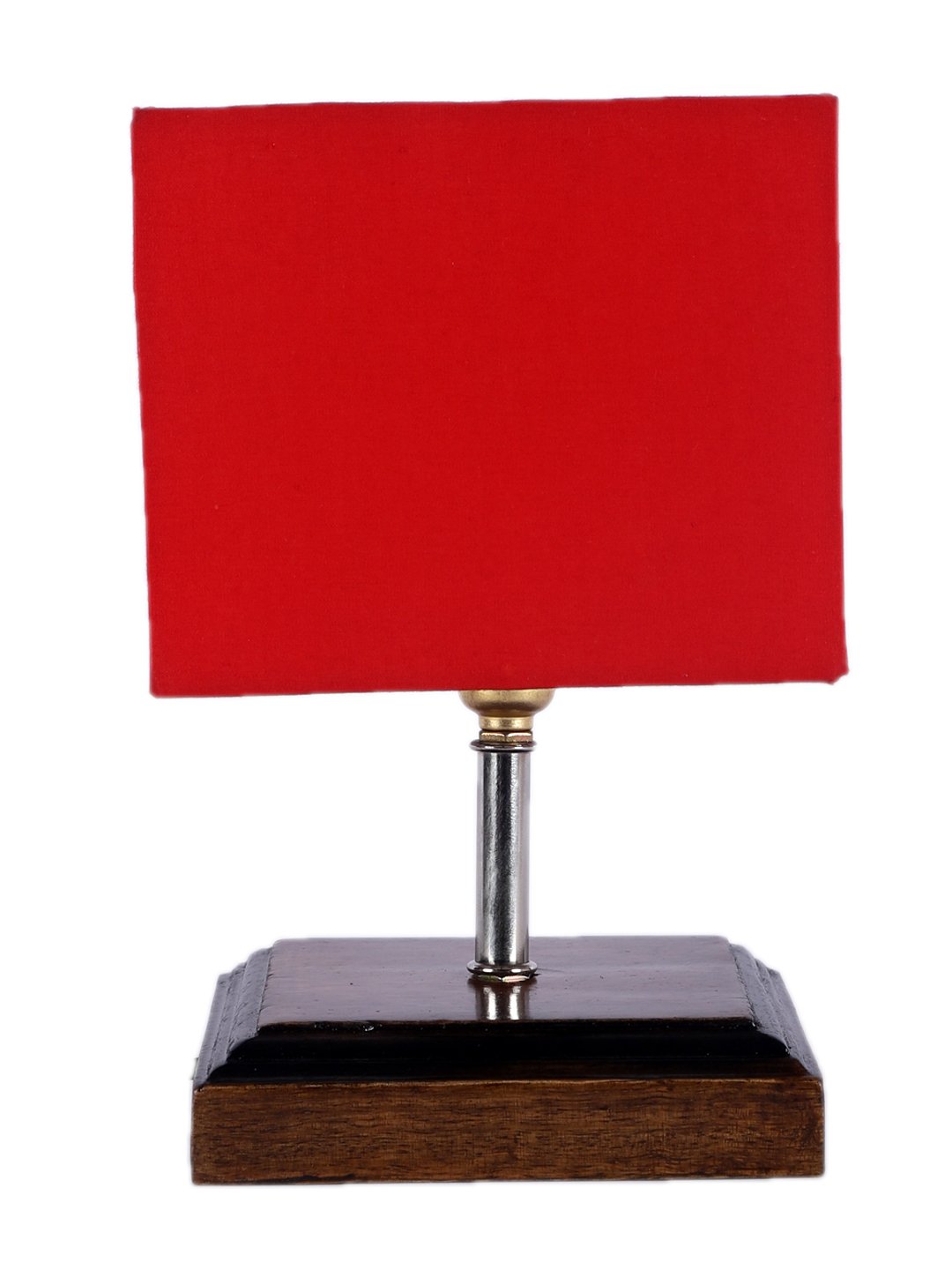 Ambika Home Red cotton Table Lamp with Brown Wood Base | Designer Bedside Lamp for Living Room, Bedroom, Hotel, Café & Restaurant - Image 5