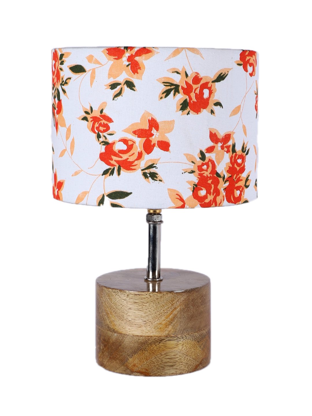 Ambika Home Multicolor cotton Table Lamp with Natural Wood Base | Designer Bedside Lamp for Living Room, Bedroom, Hotel, Café & Restaurant - Image 5