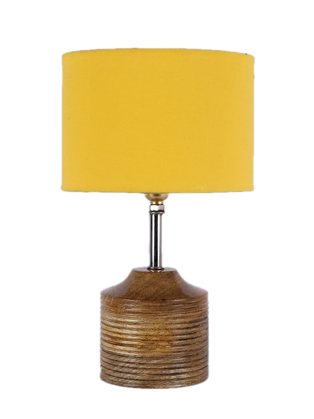 Ambika Home Yellow cotton Table Lamp with Natural Wood Base | Designer Bedside Lamp for Living Room, Bedroom, Hotel, Café & Restaurant - Image 5