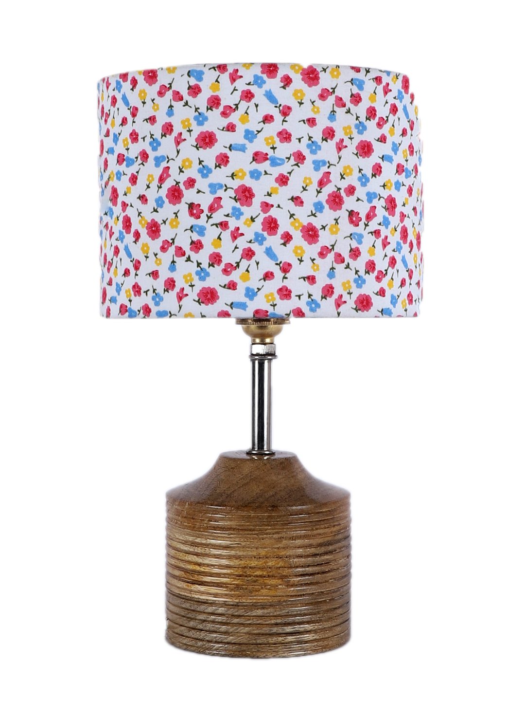 Ambika Home Multicolor cotton Table Lamp with Natural Wood Base | Designer Bedside Lamp for Living Room, Bedroom, Hotel, Café & Restaurant - Image 5